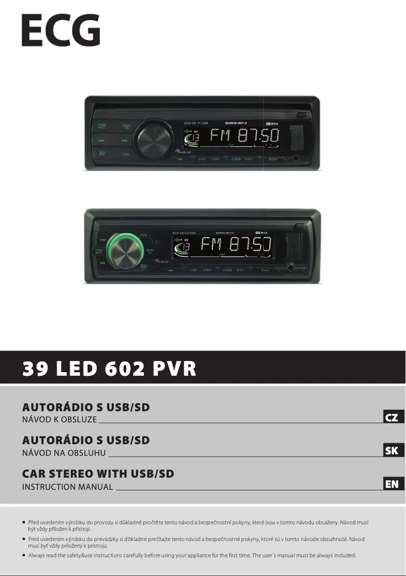 Page 1 de la notice Manuel utilisateur ECG CD 111 USB
