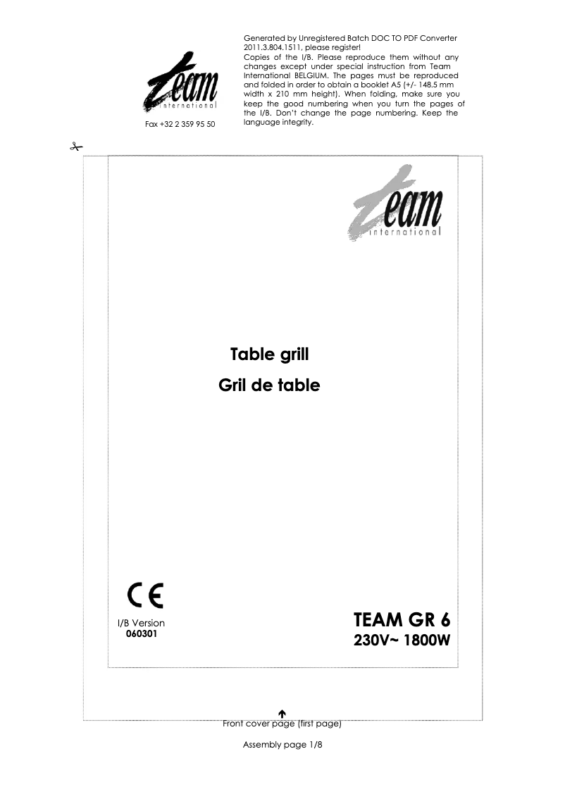 Página 1 del manual Manual de usuario Team GR 6