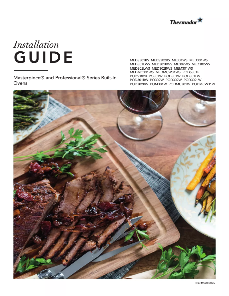 Page 1 de la notice Guide d'installation Thermador POD301W