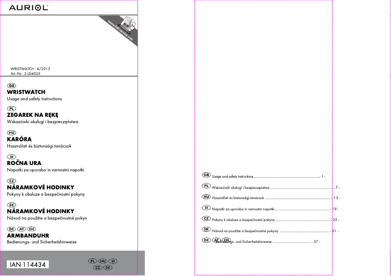 Página 1 del manual Manual de usuario Auriol IAN 114434