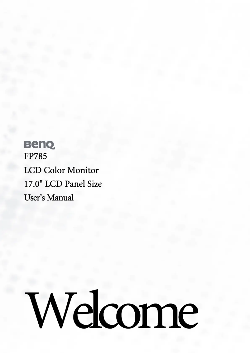 Page n°1 - Manuel utilisateur BenQ FP785