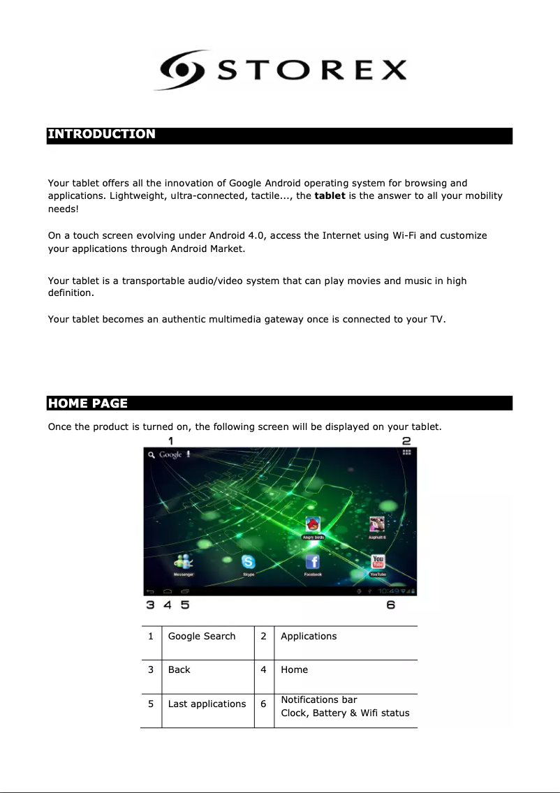 Image de la première page du manuel de l'appareil EZee Tab708