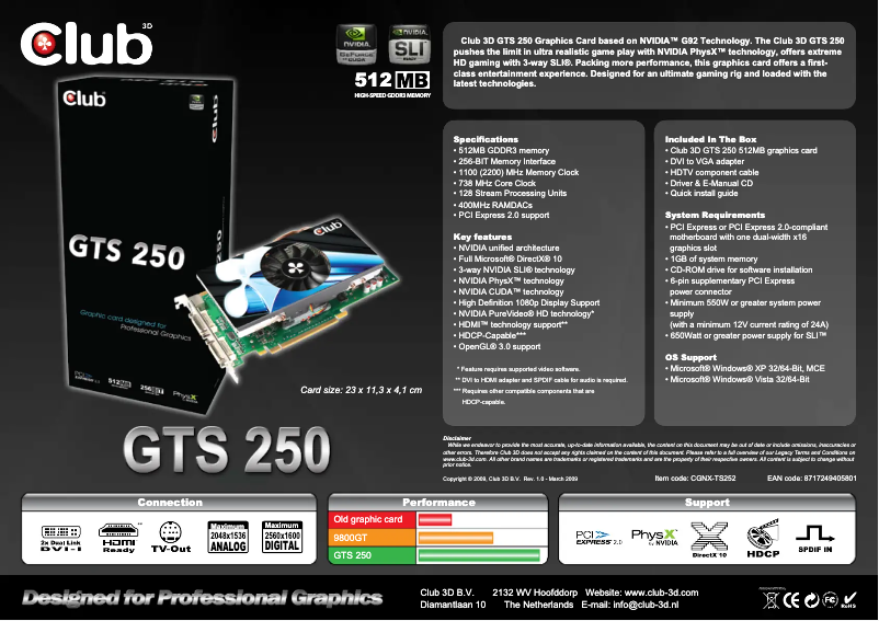 Page 1 de la notice Manuel utilisateur CLUB3D CGNX-TS252