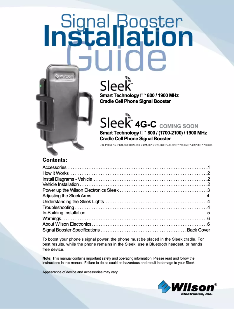 Image de la première page du manuel de l'appareil Sleek 4G-C