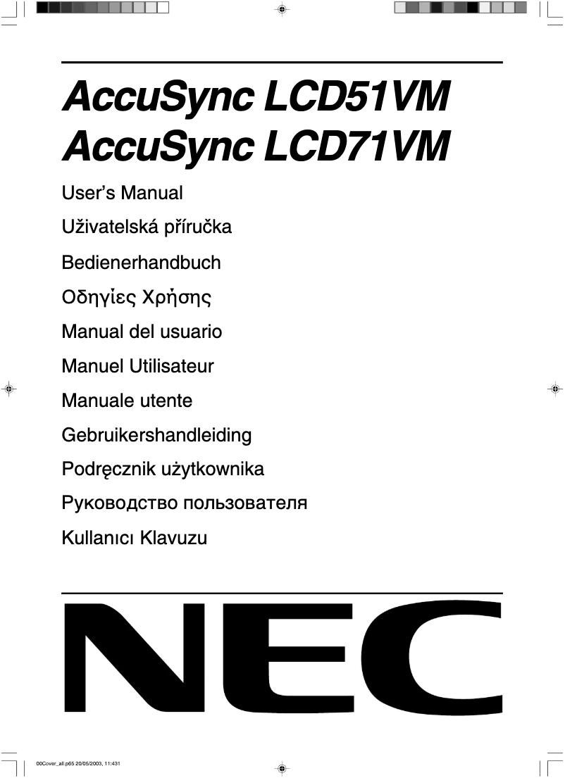 Página 1 del manual Manual de usuario NEC AccuSync LCD71VM