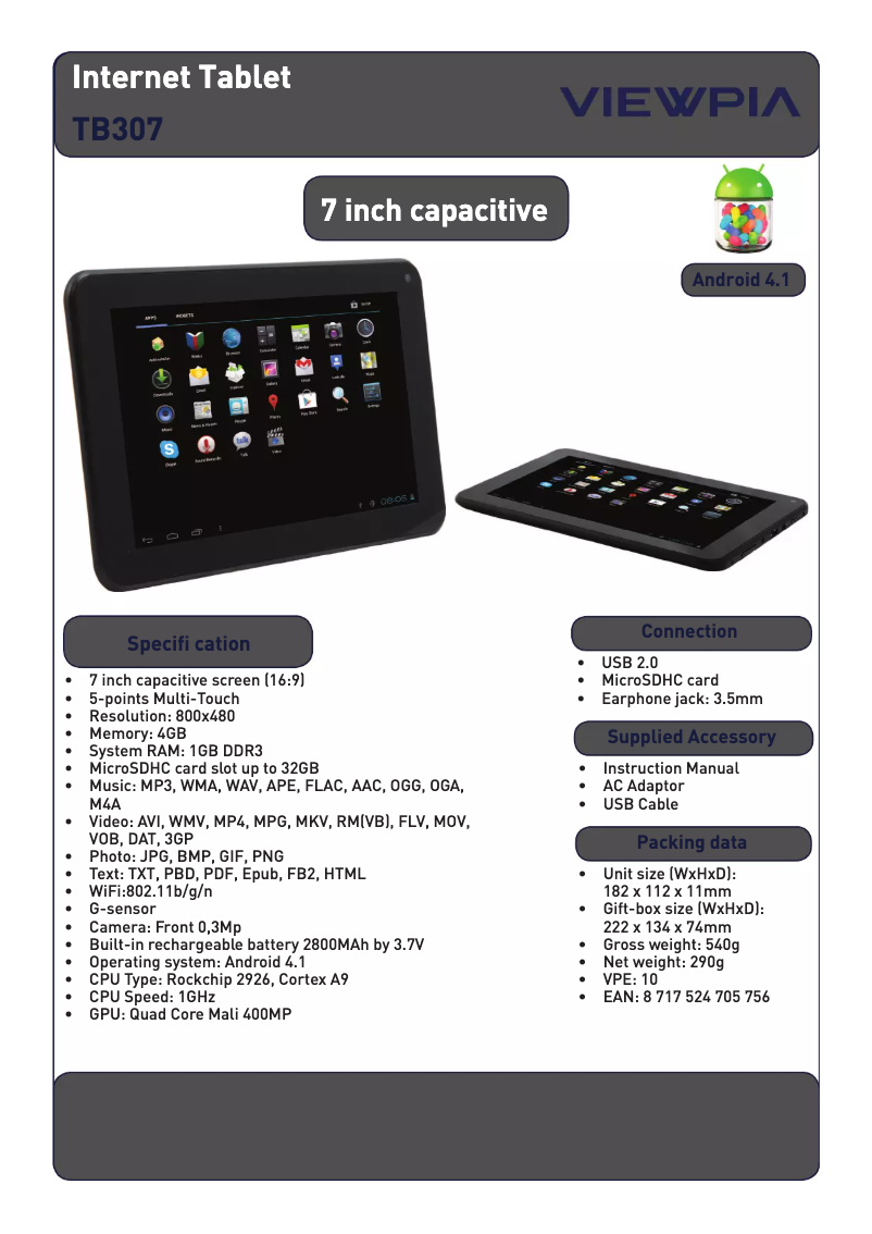 Page n°1 - Manuel utilisateur Viewpia TB-307