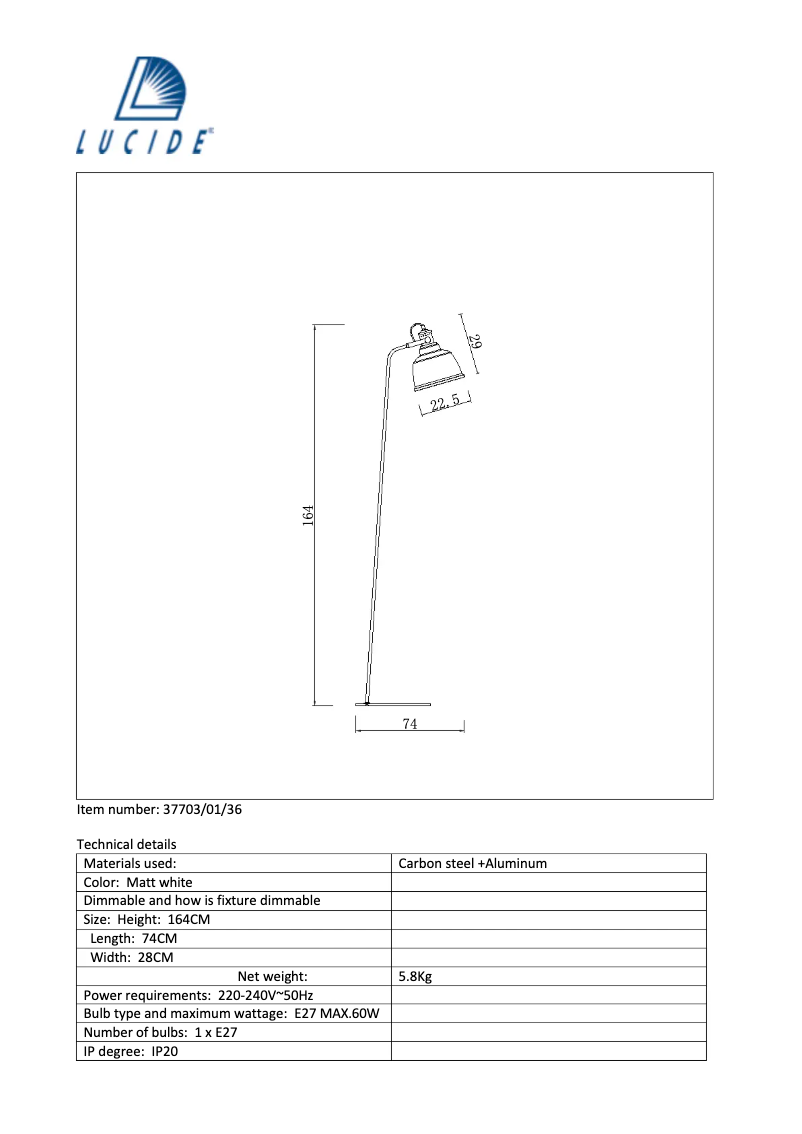Page 1 de la notice Manuel utilisateur Lucide Tjoll