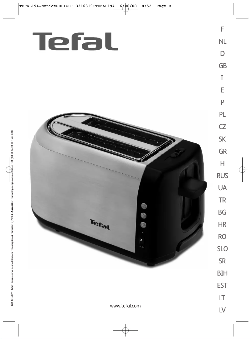 Page 1 de la notice Manuel utilisateur Tefal TT812330