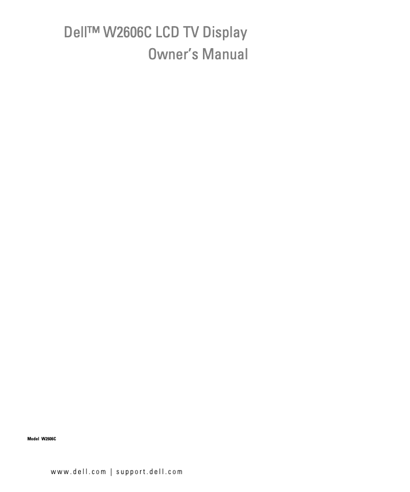 Page 1 de la notice Manuel utilisateur Dell W2606C