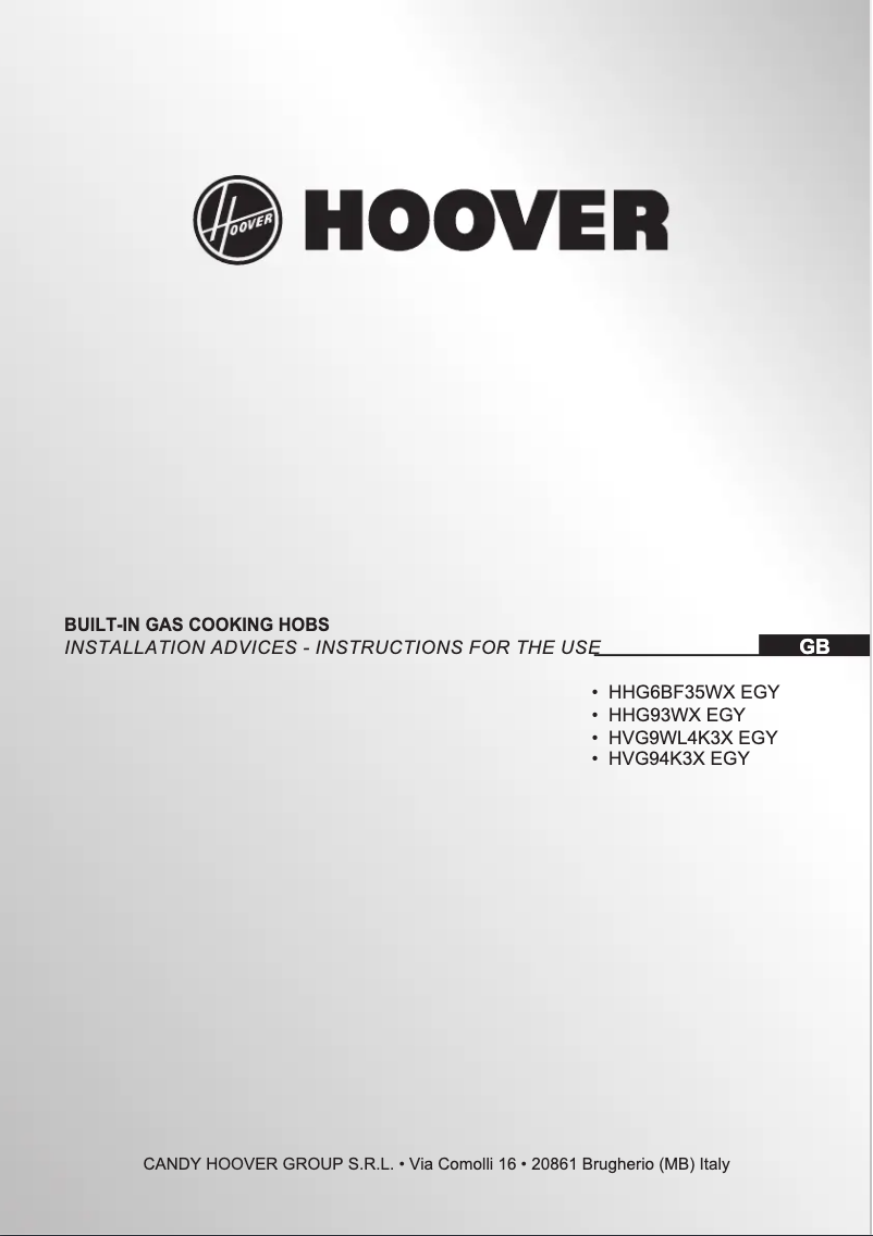 Page n°1 - Manuel utilisateur Hoover HVG94K3X EGY