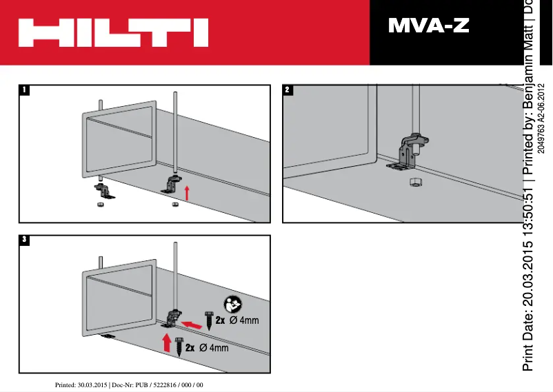 Page n°1 - Instructions / montage Hilti MVA-Z