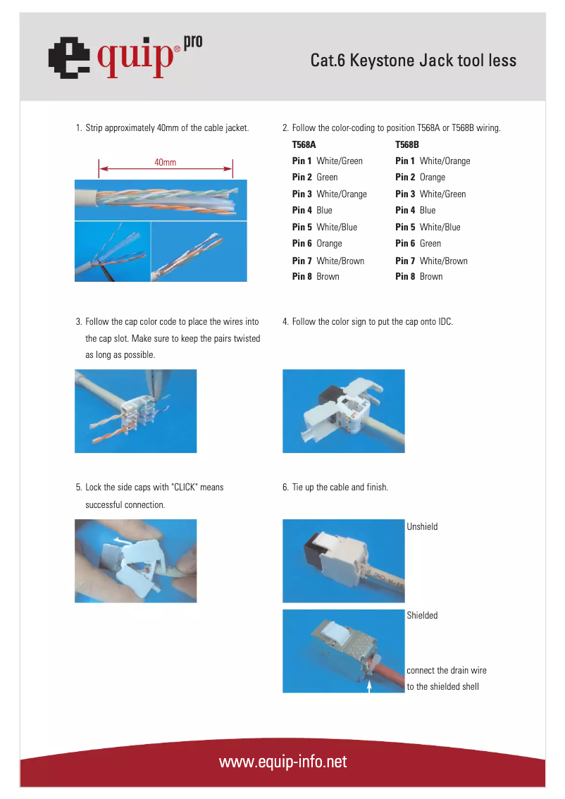 Page 1 of the manual User Manual Equip Cat.6 Keystone Jack