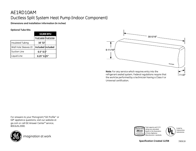 Image de la première page du manuel de l'appareil AE1RD10AM