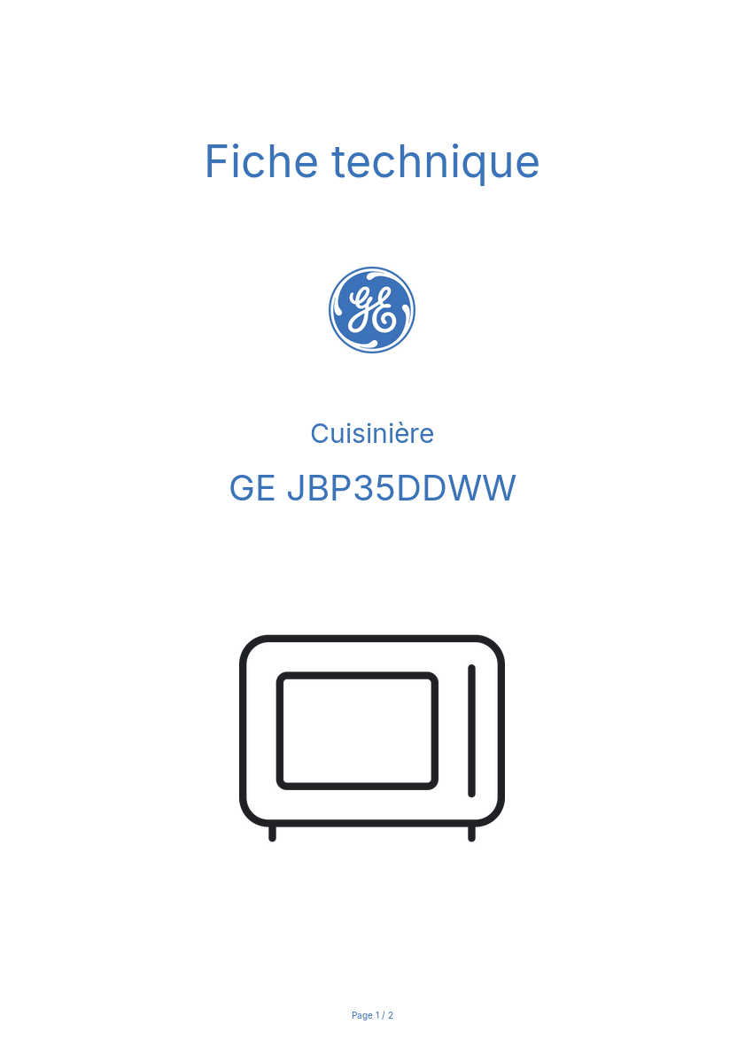 Image de la première page du manuel de l'appareil JBP35DDWW