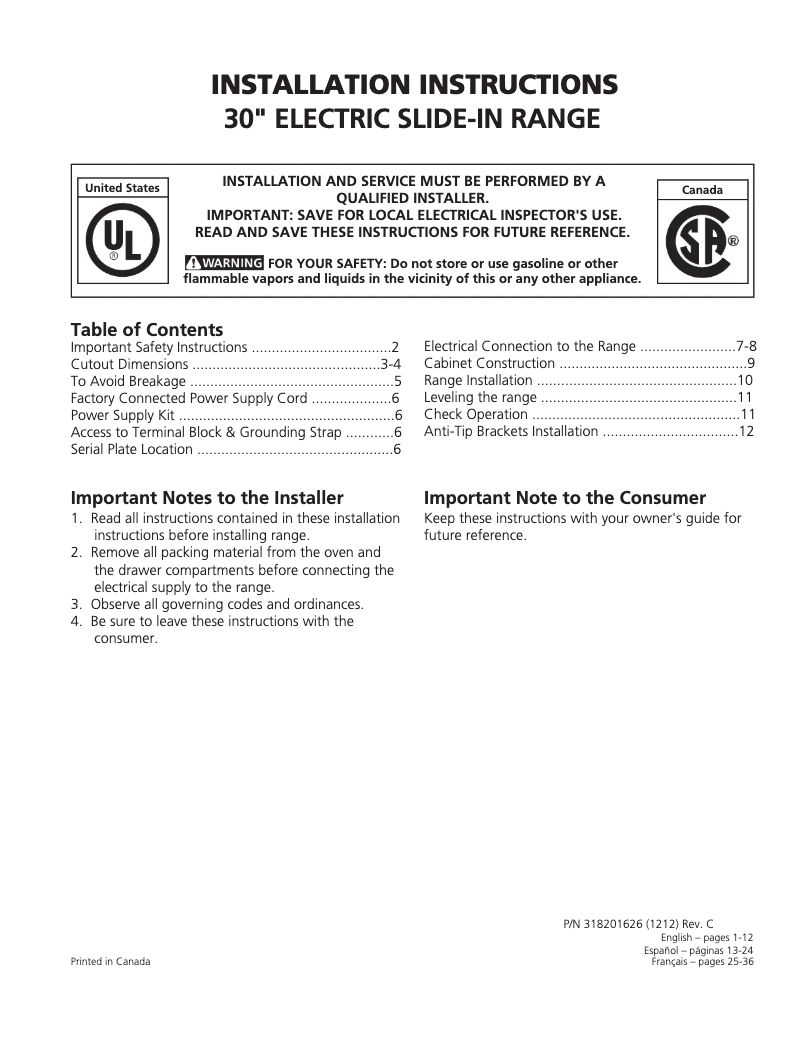 Page 1 de la notice Guide d'installation Electrolux EW30IS65JS