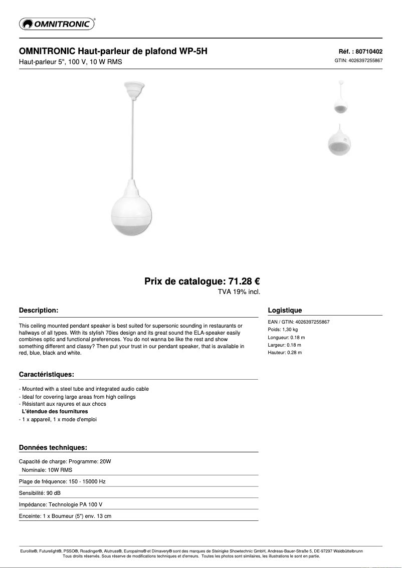 Página 1 del manual Ficha técnica Omnitronic WP-5H