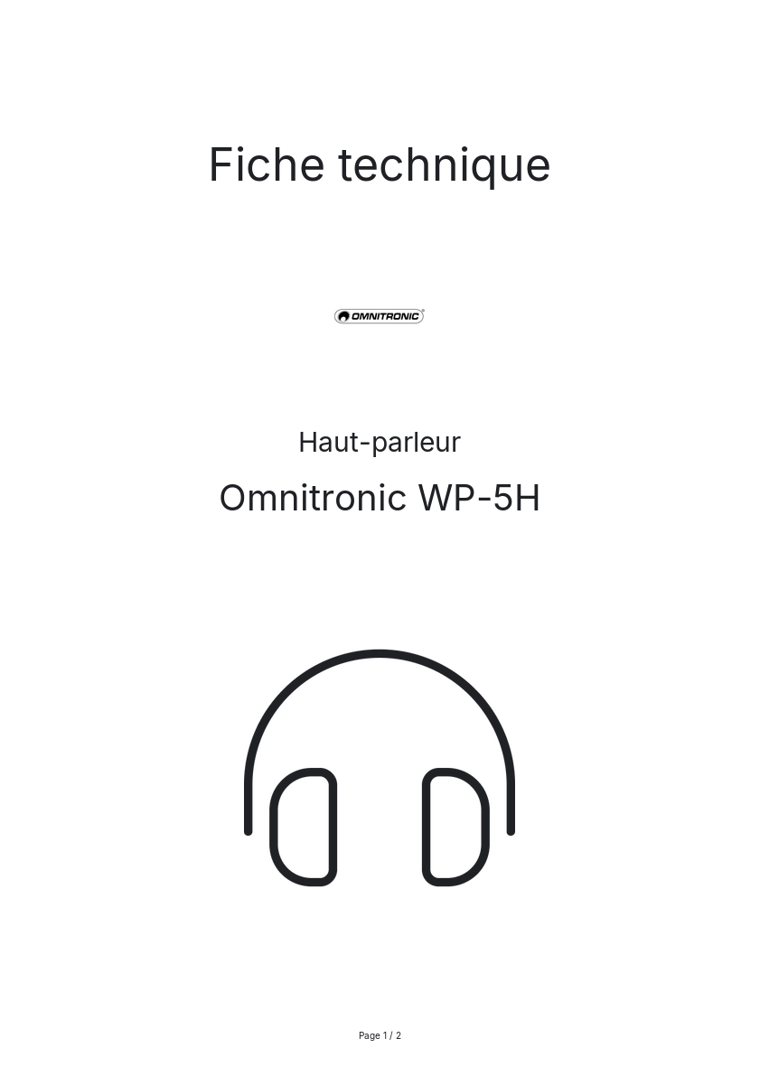 Page n°1 - Fiche technique Omnitronic WP-5H