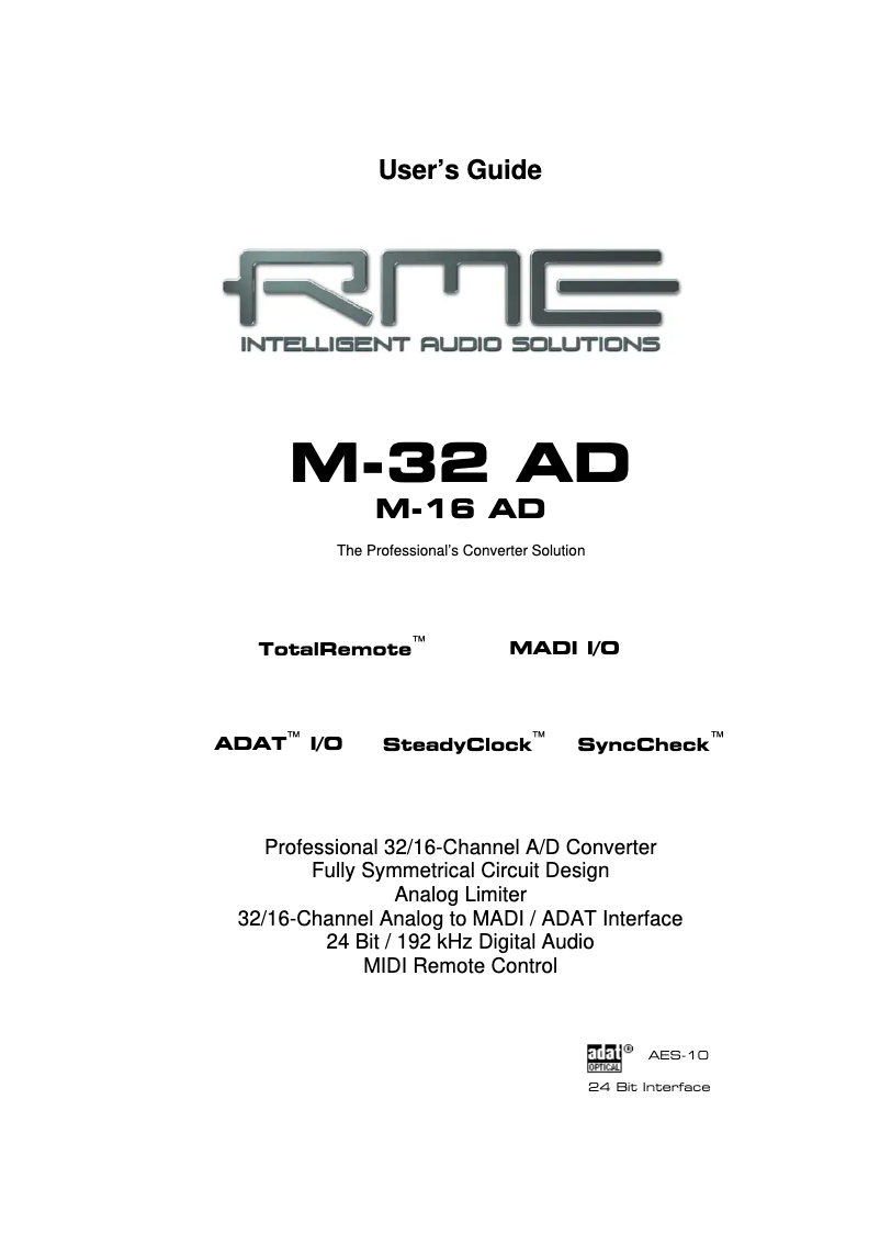 Página 1 del manual Manual de usuario RME M-32 AD