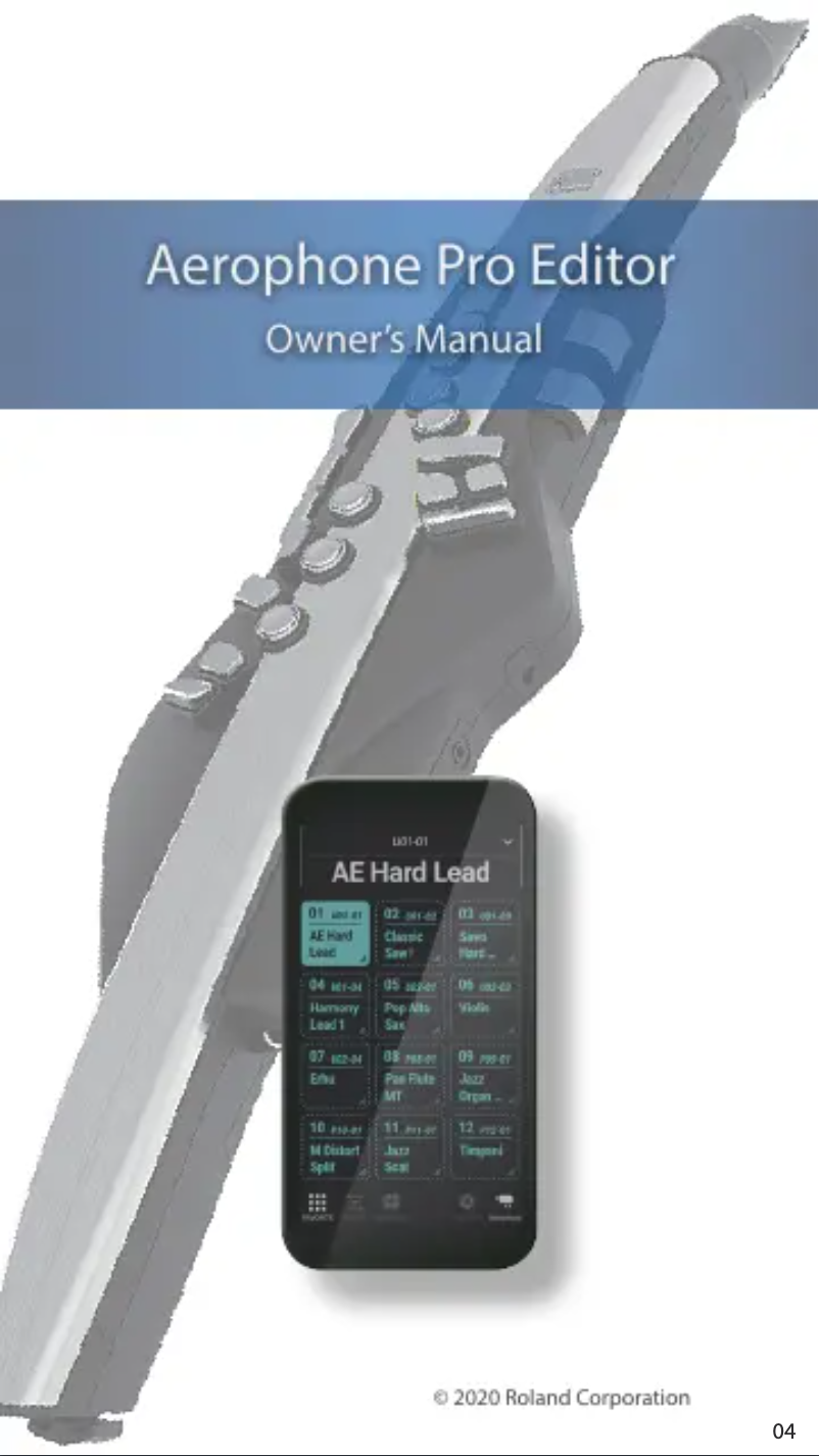 Page 1 de la notice Manuel utilisateur Roland Aerophone Pro Editor