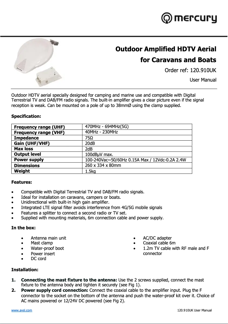 Página 1 del manual Manual de usuario Mercury OT20A
