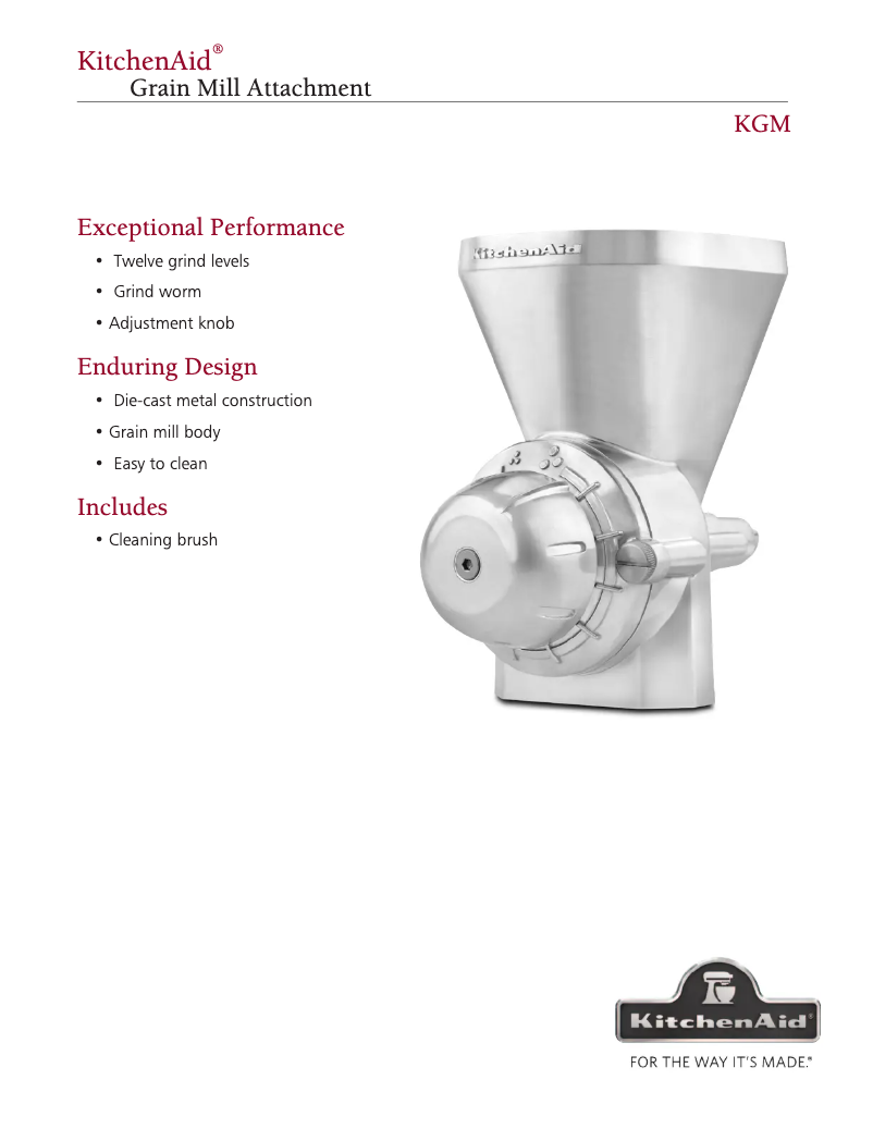 Página 1 del manual Ficha técnica KitchenAid 5KGM