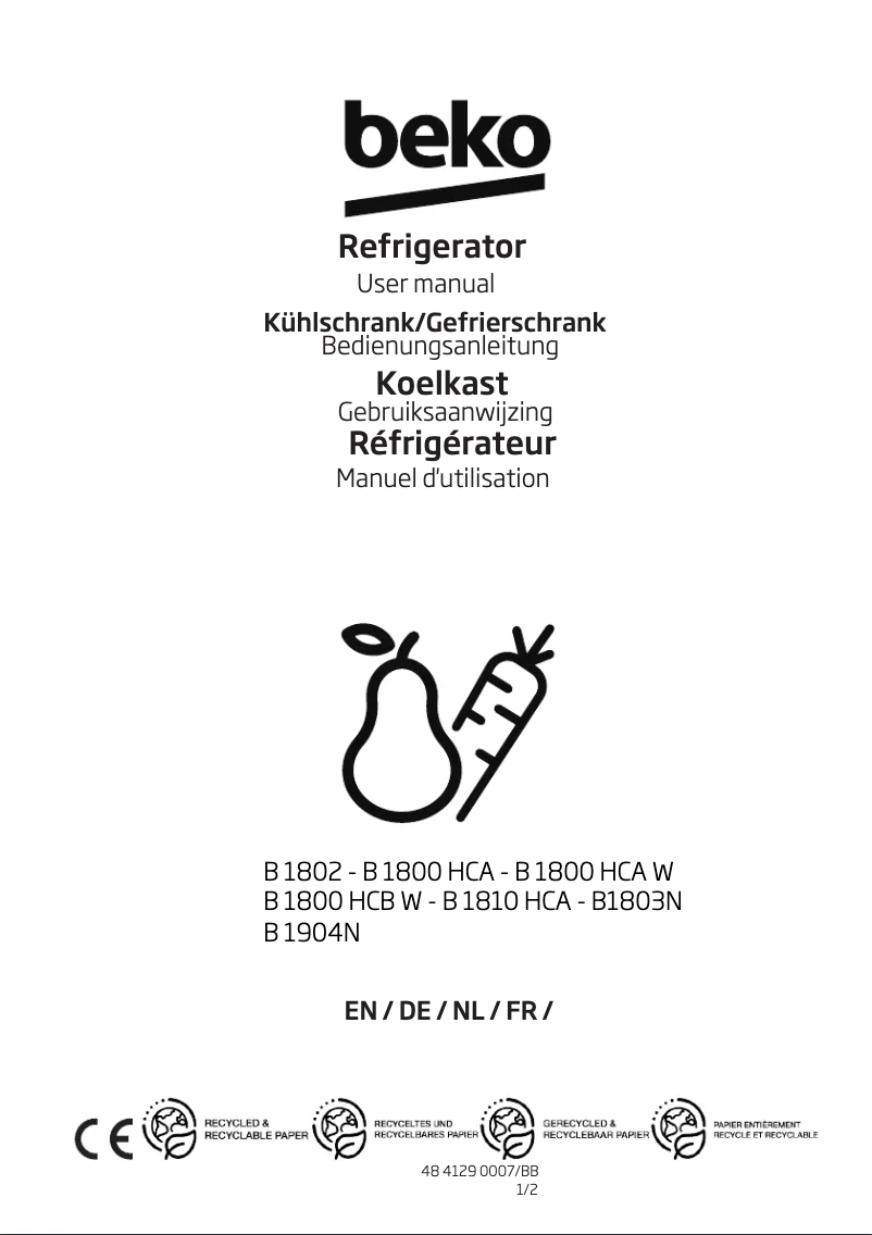 Image de la première page du manuel de l'appareil B1904N