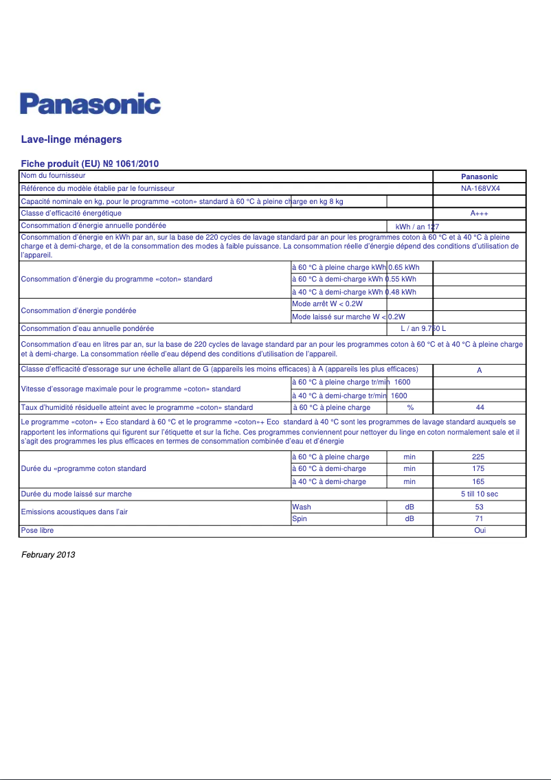 Image de la première page du manuel de l'appareil NA-168VX4