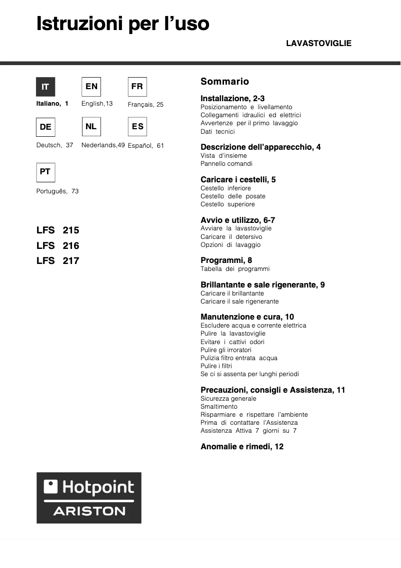 Image de la première page du manuel de l'appareil LFS217 A IX HA