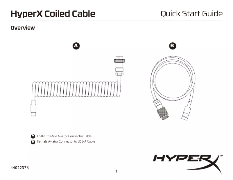 Page 1 de la notice Manuel utilisateur HyperX Coiled Cable