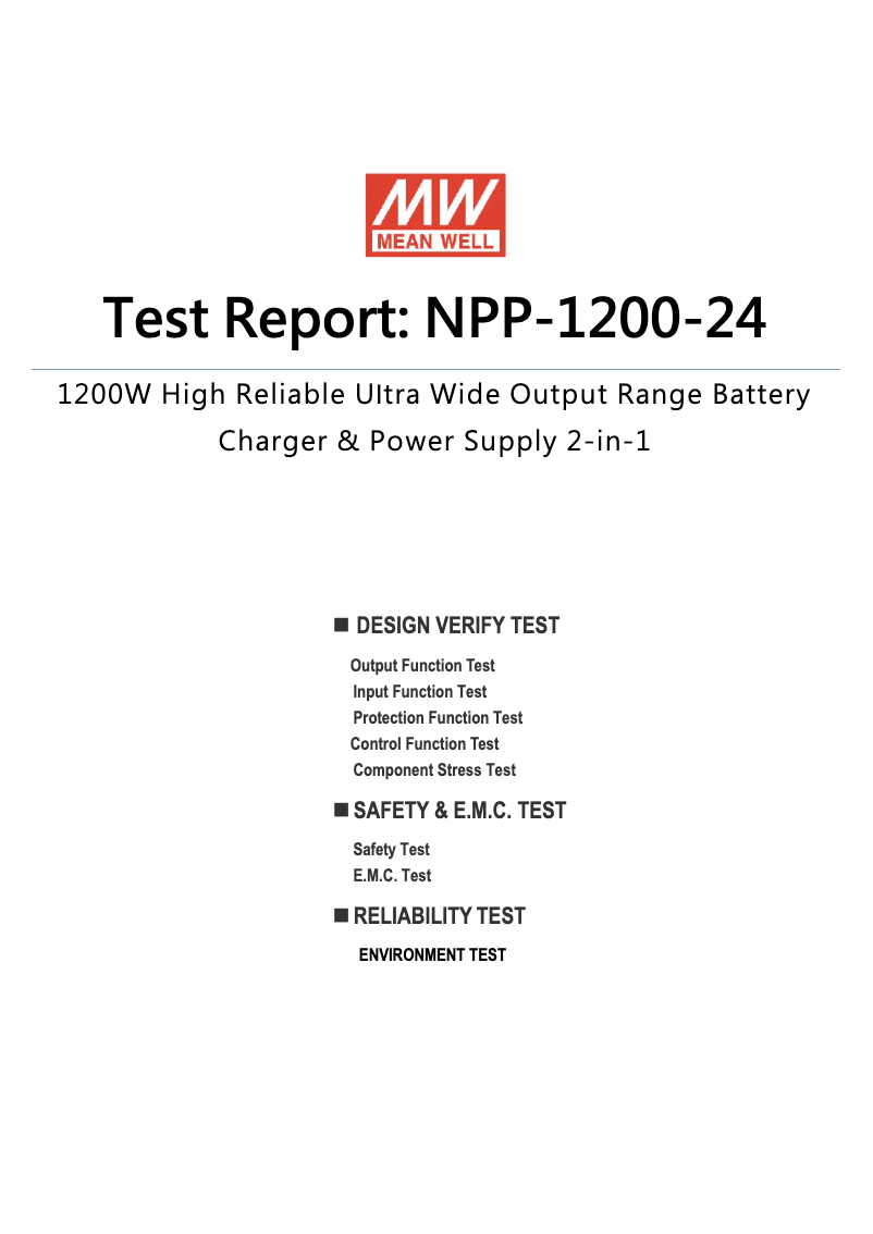 Página 1 del manual Ficha técnica Mean Well NPP-1200-24
