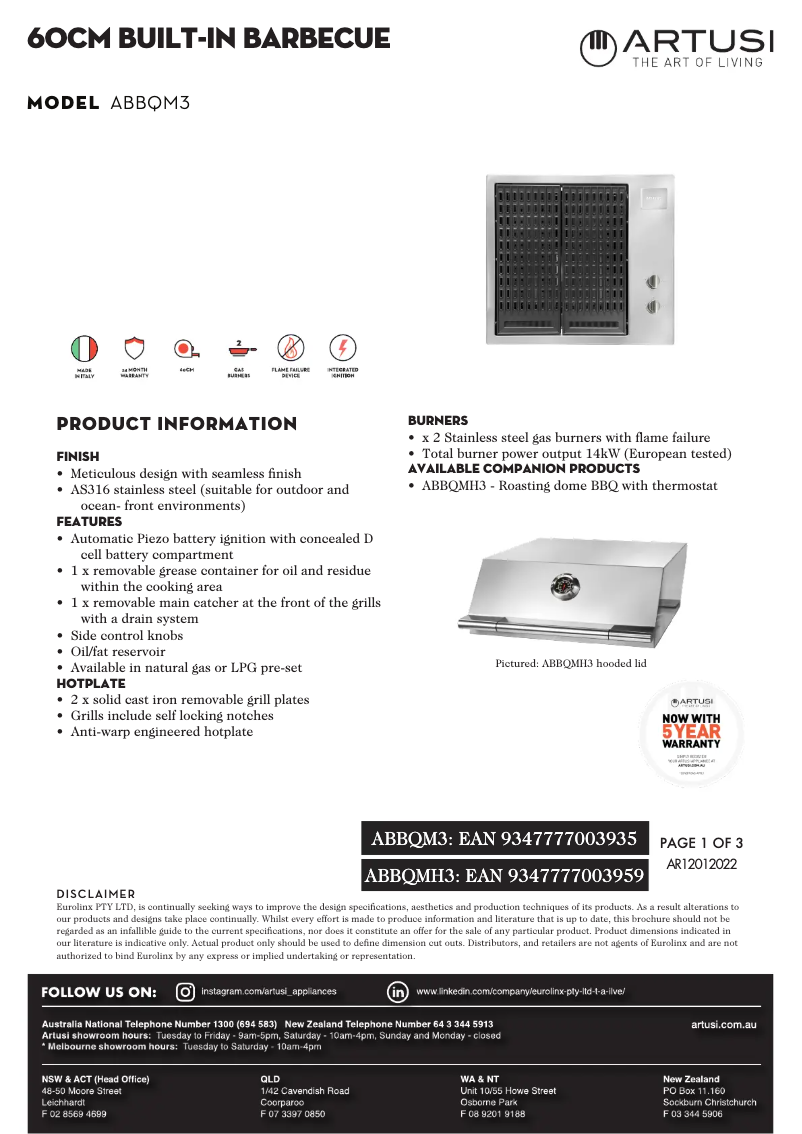Image de la première page du manuel de l'appareil ABBQM3
