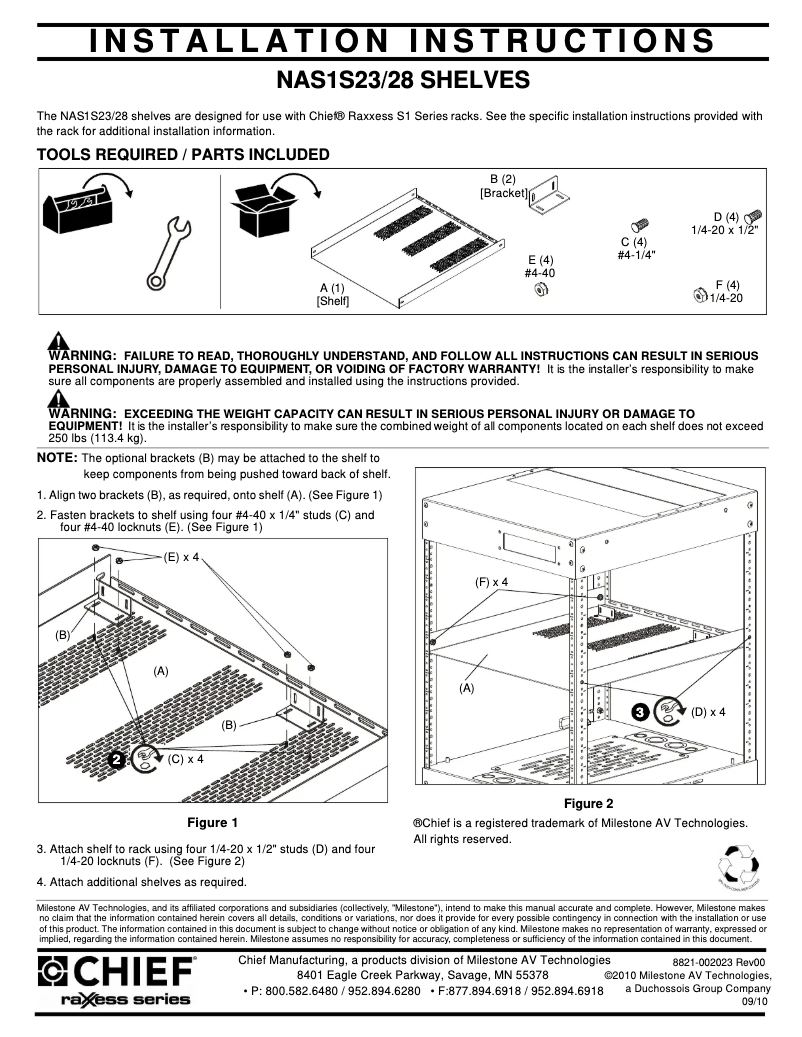 Página 1 del manual Manual de usuario Chief NAS1S23