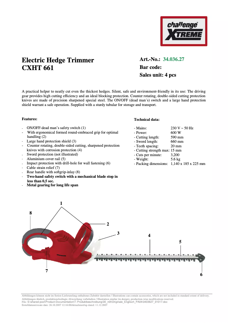 Page 1 de la notice Manuel utilisateur Challenge Xtreme CXHT 661