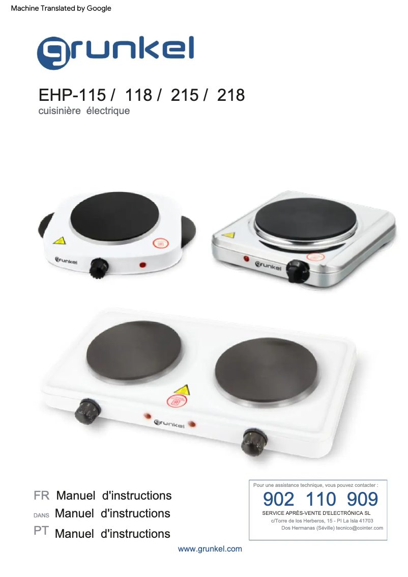 Image de la première page du manuel de l'appareil EHP-118