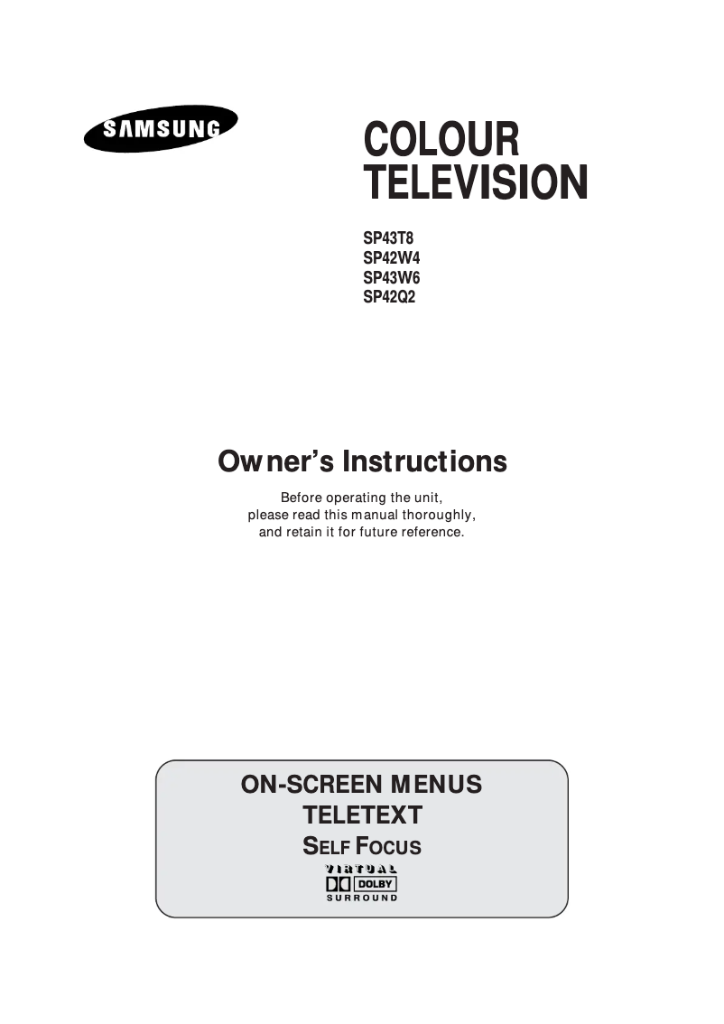 Page 1 de la notice Mode d'emploi Samsung SP-42W4HL