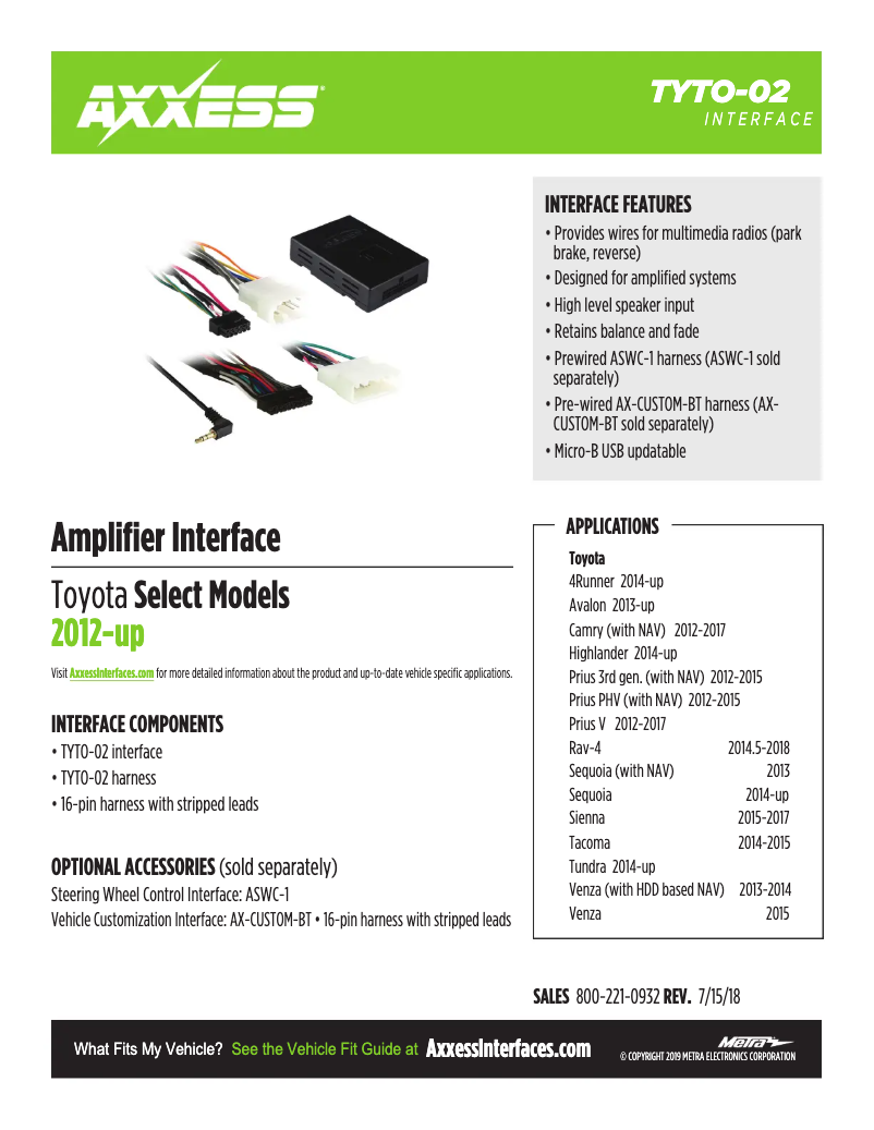 Página 1 del manual Ficha técnica AXESS TYTO-02