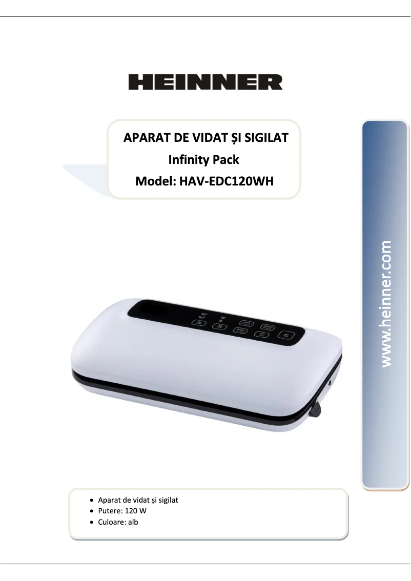 Image de la première page du manuel de l'appareil Infinity Pack HAV-EDC120WH