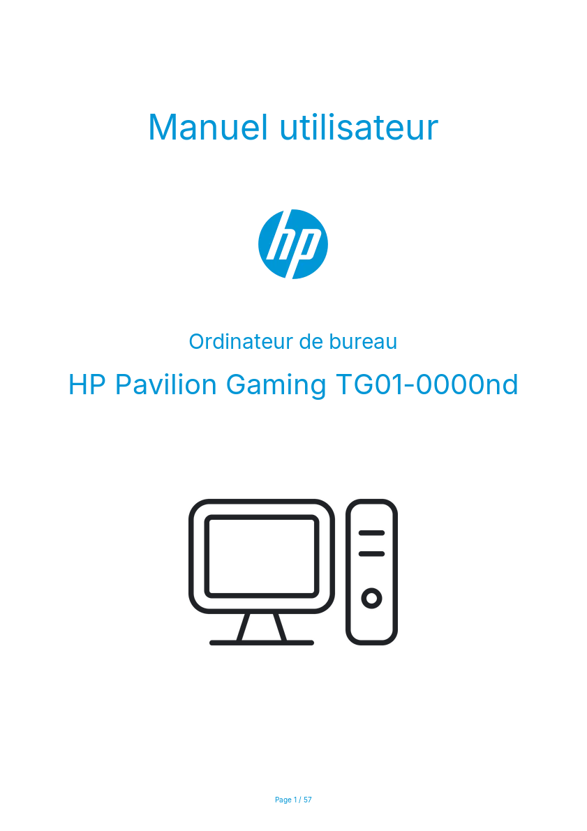 Image de la première page du manuel de l'appareil Pavilion Gaming TG01-0000nd