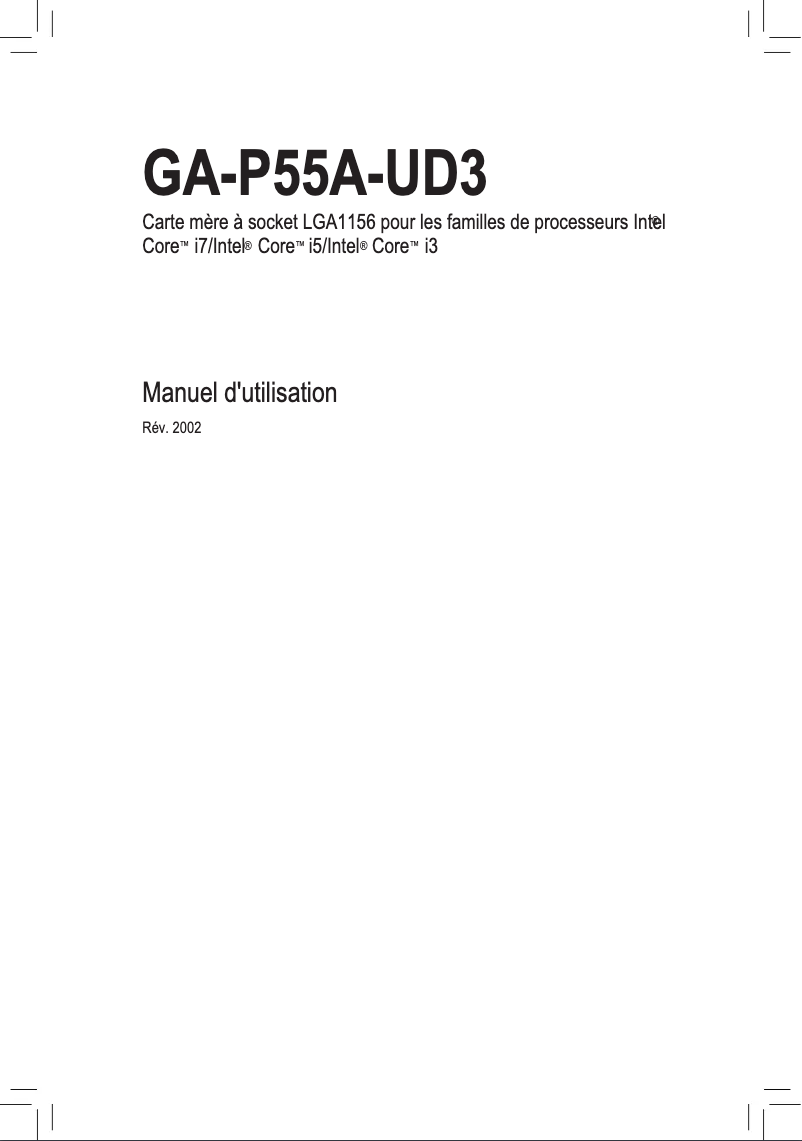 Image de la première page du manuel de l'appareil GA-P55A-UD3