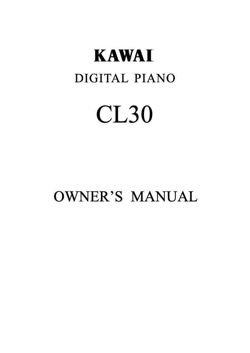 Page n°1 - Manuel utilisateur Kawai CL30