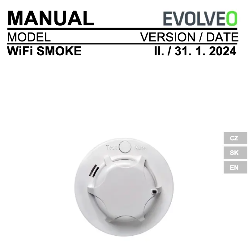 Page 1 de la notice Manuel utilisateur Evolveo WiFi SMOKE