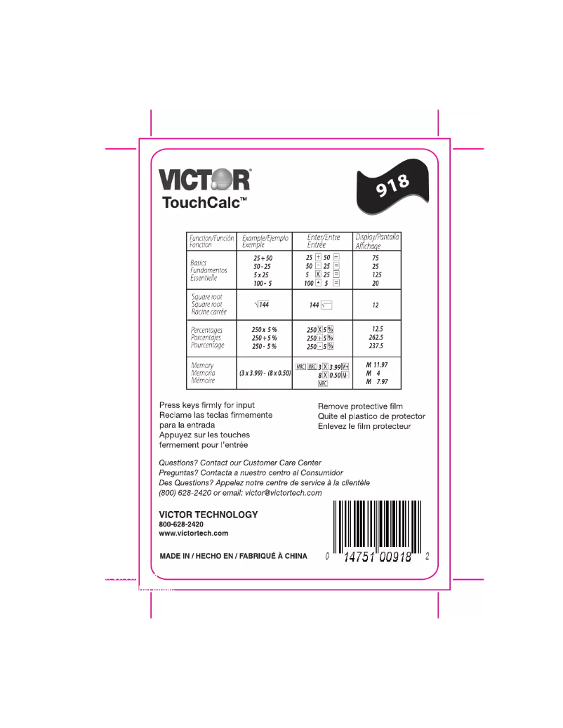 Page n°1 - Manuel utilisateur Victor Technology 918