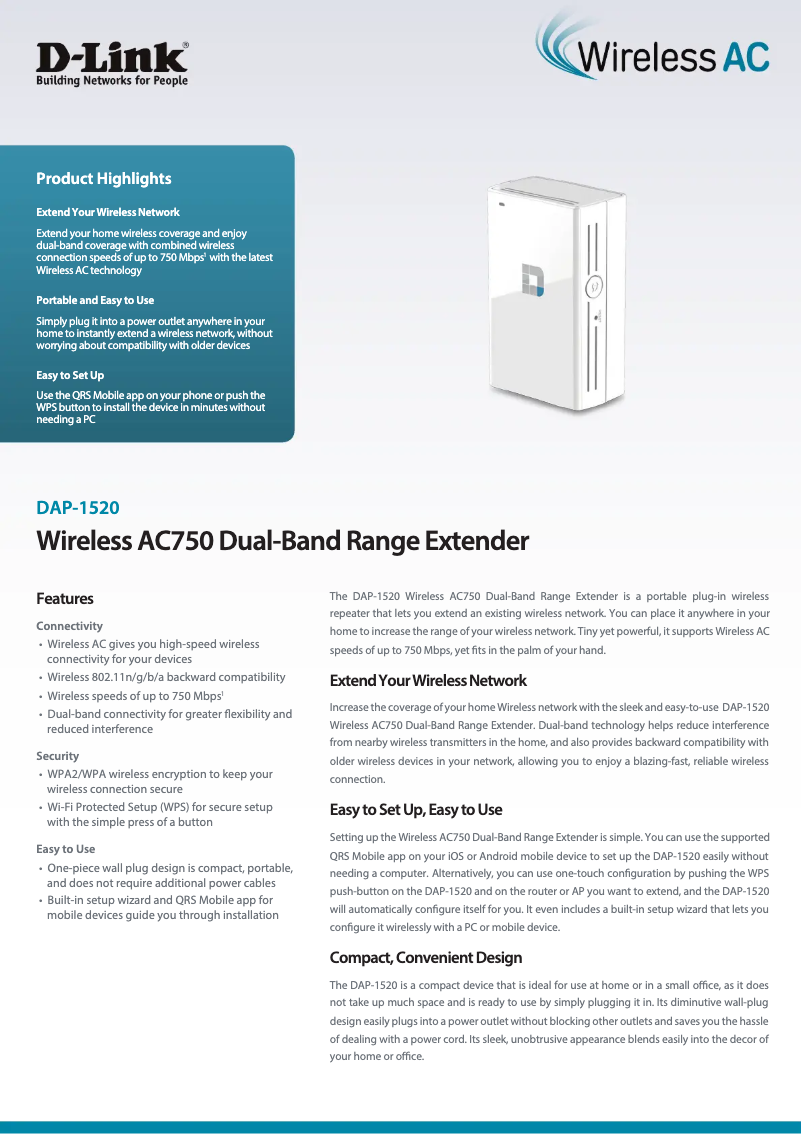 Imagen de la primera página del manual del dispositivo DAP-1520