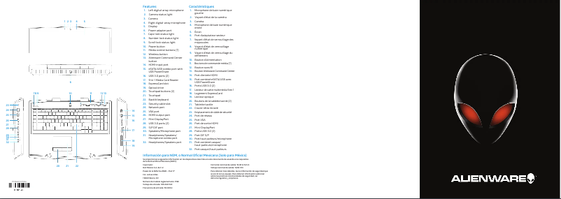Page 1 de la notice Guide d'installation Alienware M18x R2
