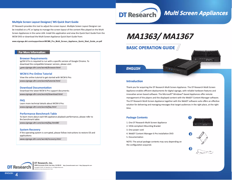 Page 1 de la notice Manuel utilisateur DT Research MA1367
