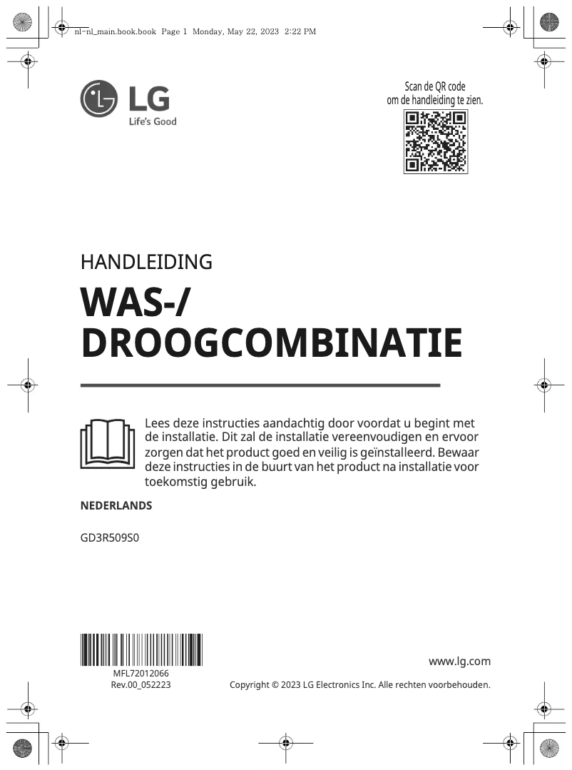 Page 1 de la notice Manuel utilisateur LG GD3R509S0