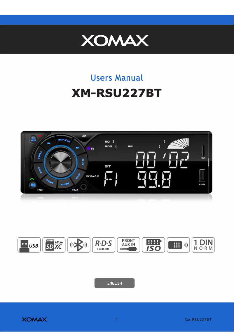 Page n°1 - Manuel utilisateur Xomax XM-RSU227BT