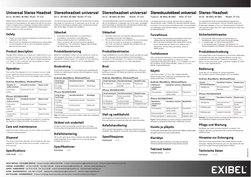 Page 1 de la notice Manuel utilisateur Exibel VT-C43