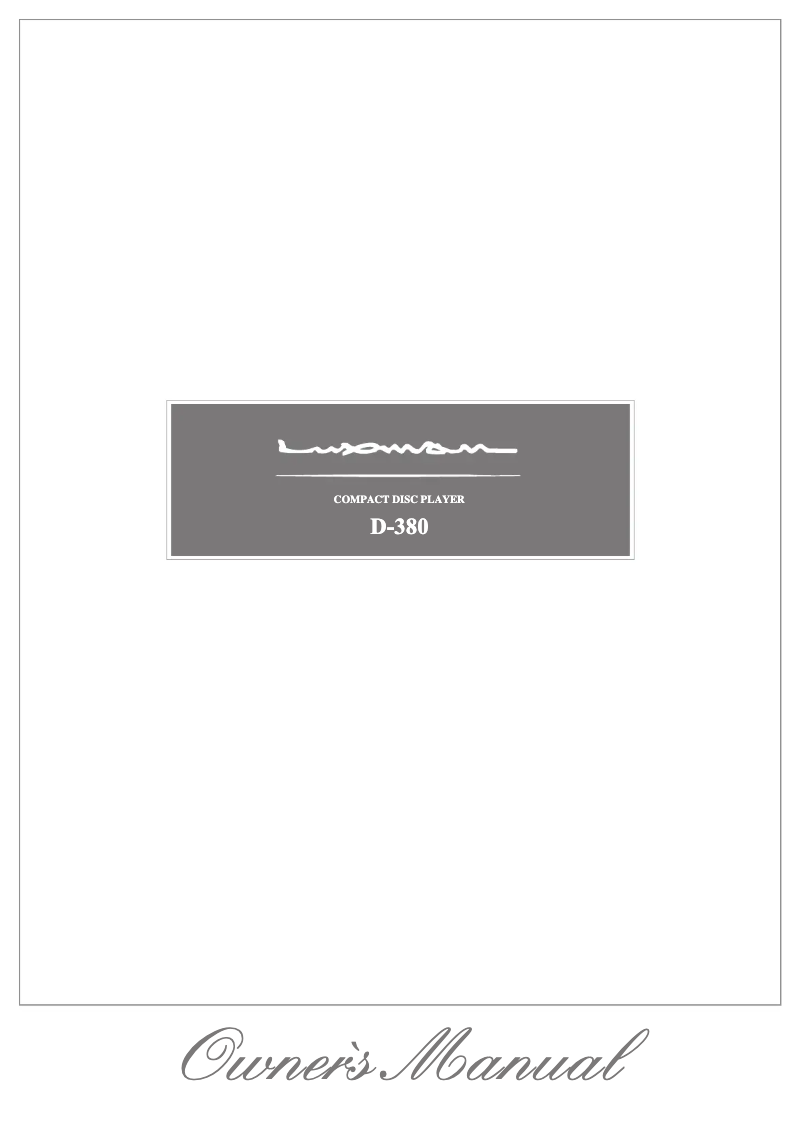 Page n°1 - Manuel utilisateur Luxman D-380