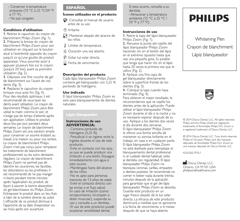 Page n°1 - Manuel utilisateur Philips Sonicare Whitening Touch-Up Pen DIS701